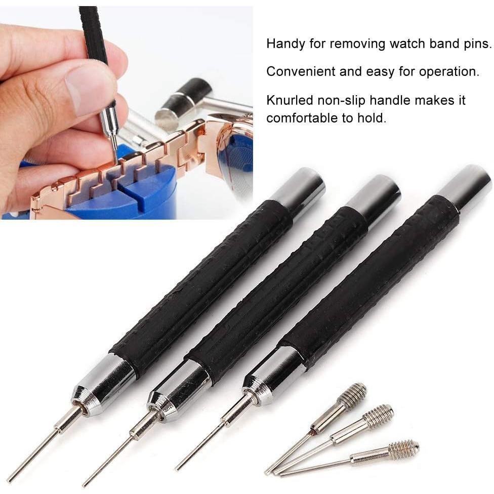 Watch Band Link Remover Watch Pin Band Chain Link Remover Pin Punch Strap Adjuster Watch Repairing Tool, 0.7mm 0.8mm 0.9mm Tool Set