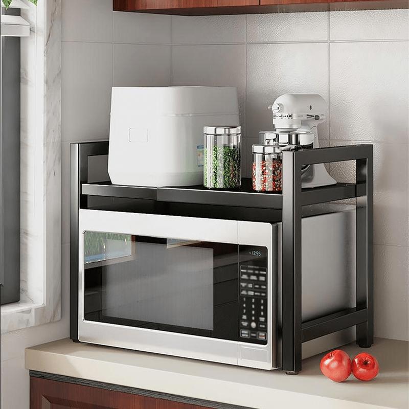 Extendable Metal Microwave Rack, Vertical Countertop Organizer, for Toaster/Air Fryer/Rice Cooker, Easy to Install, Space-Saving Kitchen Appliance Storage Rack