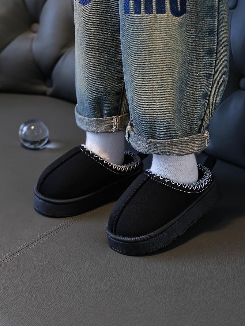 New Autumn Winter Kids Slippers, Simple Style Girls Indoor Home Fleece Lined Thick Warm Bottom Boys Bedroom Slippers, Fuzzy Warm Slippers