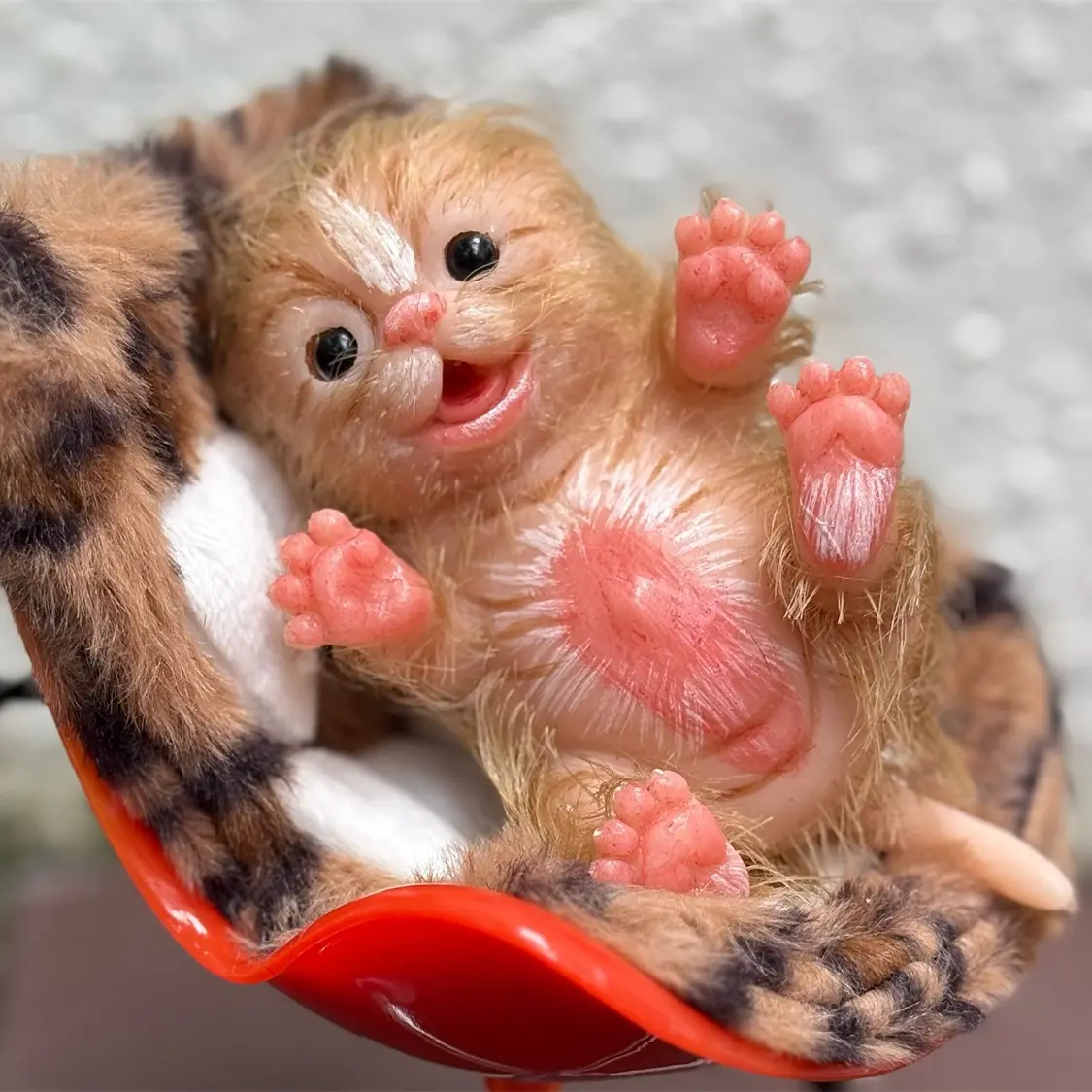 5" Full Silicone Kitten Reborn Doll, Hyper-Lifelike Feline Features, Soft Realistic Texture, Exquisite Hand-Painted Details, Premium Desktop Collectible Art Doll Toy
