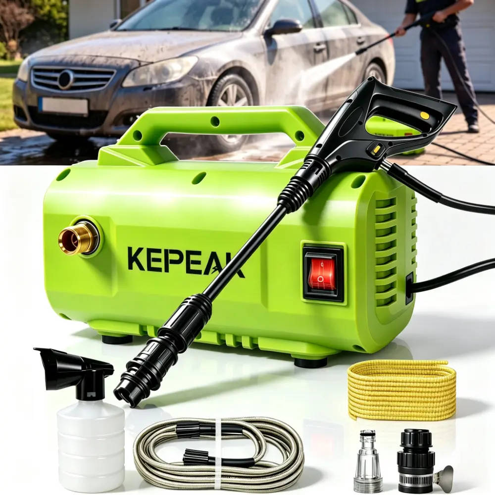 1600 PSI Portable Electric Pressure Washer, Power Washer with Foam Cannon, 20FT Hose & Auto Stop System, Electric Pressure Cleaner for Car, Patio, Driveway, Deck Cleaning