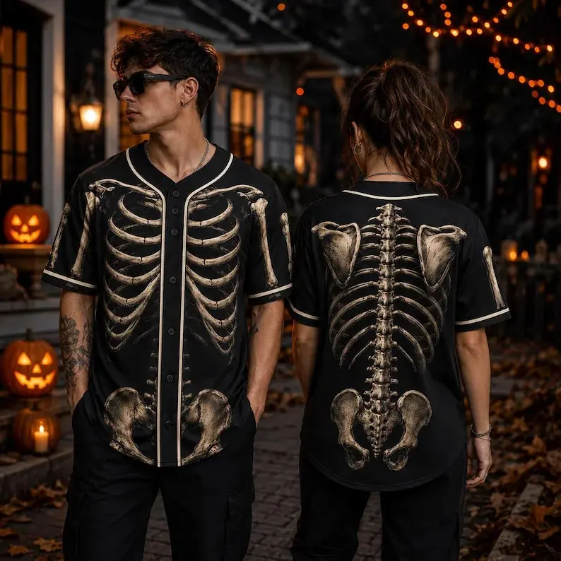 Skeleton Baseball Jersey, Halloween Skeleton Shirt, Spooky Season Jersey, Skull Bone Baseball Shirt, Gothic Halloween Outfit #   TikTokMadeMeBuyIt #   TikTokShop # Halloween # Halloween Gifts