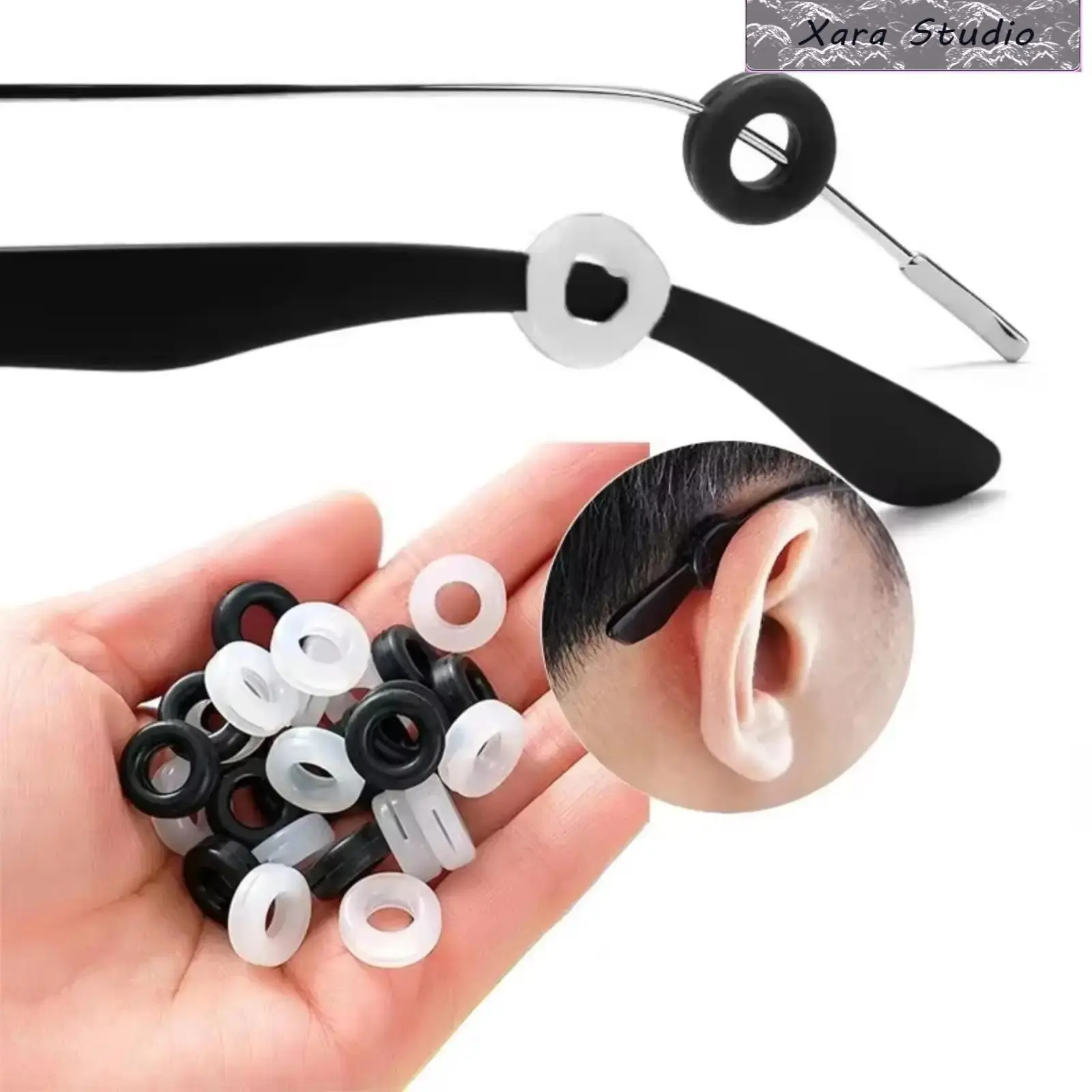 Ear Grip Hooks for Glasses - 10 Pairs Anti-Slip Silicone Temple Stoppers, Unisex Eyewear Retainer Accessories for Plastic & Stainless Steel Frames, Daily Use Eyeglass Holders (Black), Ear Grips For Glasses