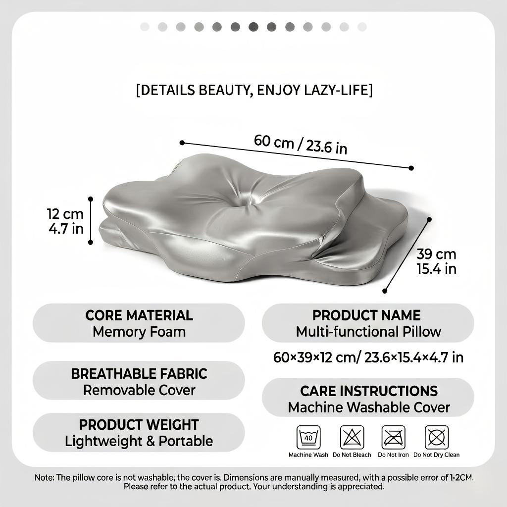WKEFF Ergonomic memory foam pillow, butterfly-shaped cervical pillow specially for sleep, slow rebound headboard pillow, suitable for side sleepers, back sleepers and stomach sleepers, soft and washable pillowcase