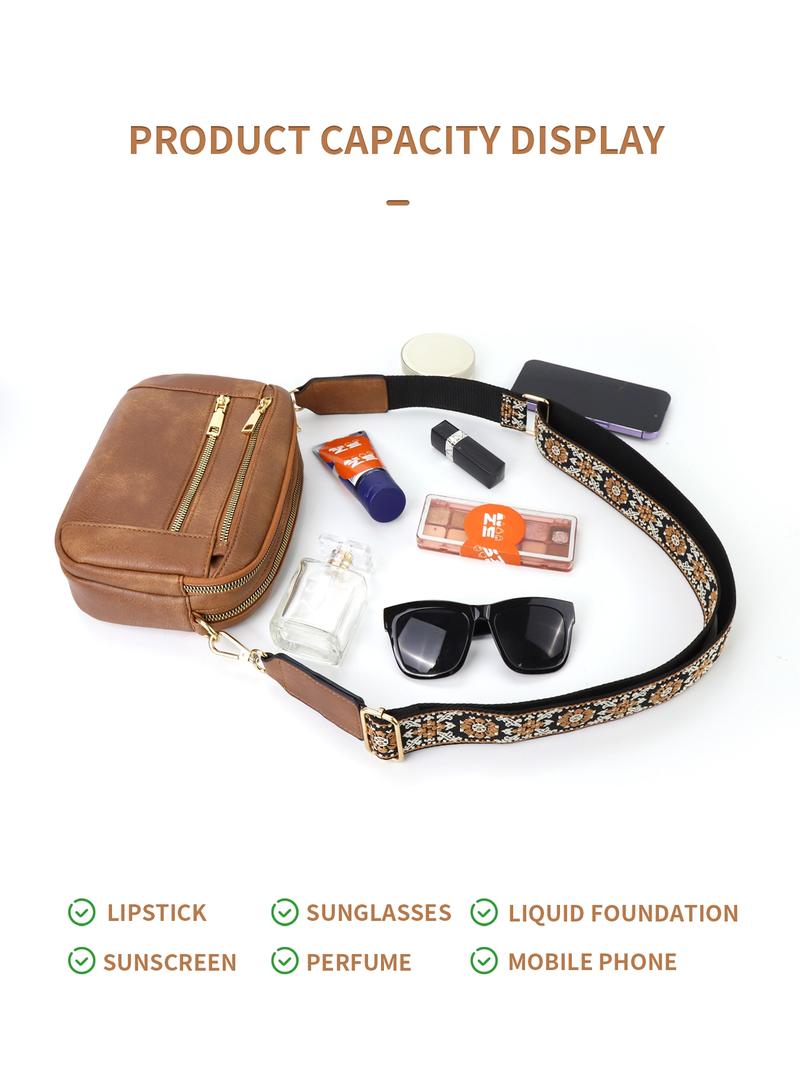 Bohemian Crossbody Purse for Women, Small Crossbody Bags Trendy Vegan PU Leather with Adjustable Shoulder Strap, Women's Shoulder Bag, Handbag, Vintage Design, Lightweight & Spacious, Perfect for Daily Use