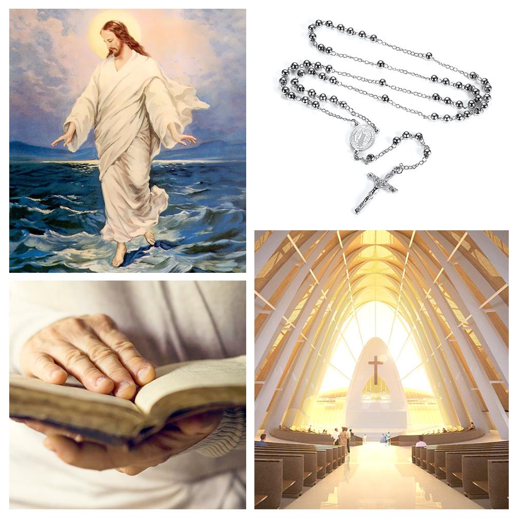 FaithHeart Holy Rosary Y Necklace Prayer Pendant for Women Men, Divine Protection Gift for Her Him Christmas Gift, Bible Box