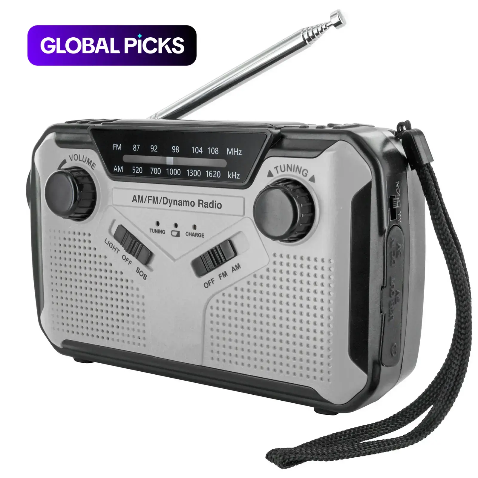 Multi-Function Survival Gear AM/FM Portable Solar Hand Crank Radio with 2500mAh Power Bank, Super Bright LED Flashlight SOS Alarm Reading Light, Essential Emergency Outdoor Equipment for Camping Hiking Travel Safety, Portable Rechargeable Radio