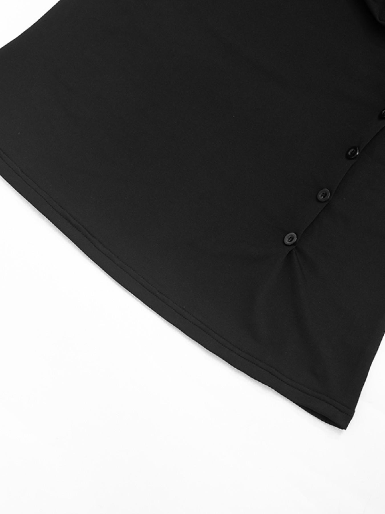 Women's Flutter Sleeve Ruched Waist Short Fitted Commuter T-Shirt, Unique Button Design, Fashionable and Versatile, Casual Style, Button Closure Shirt