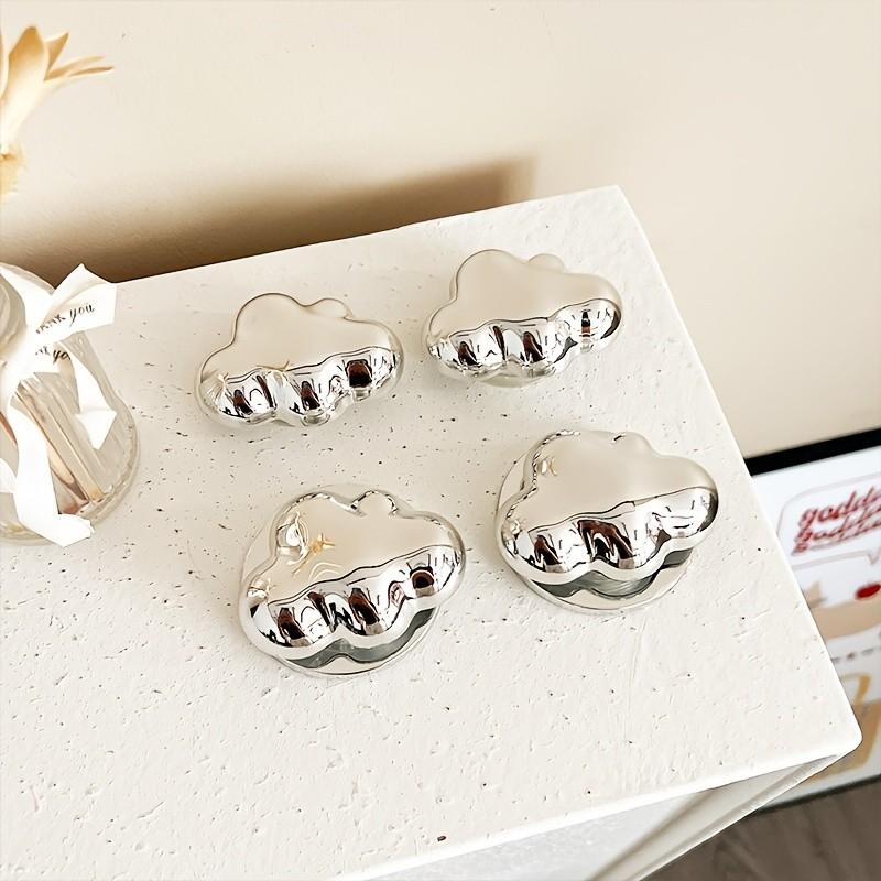 Advanced Electroplated Silver Cloud Magnetic Lazy Phone Stand, Foldable and Extensible Handle, Detachable Back Handle, Ideal Gift