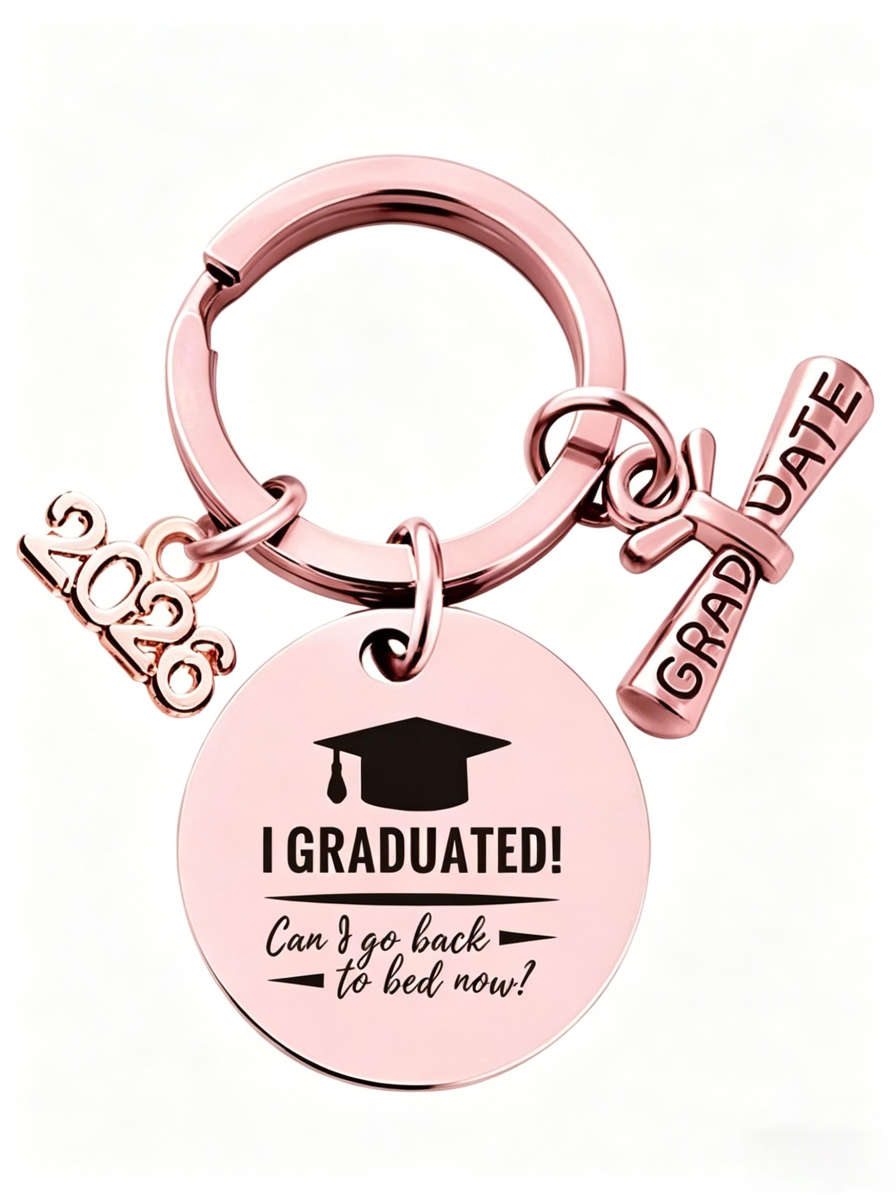 Graduation Gift Stainless Steel Keychain, Customizable Metal Keychain, Backpack Charm, Car Key Holder, Memorial Souvenir, Youth Memory Pendant