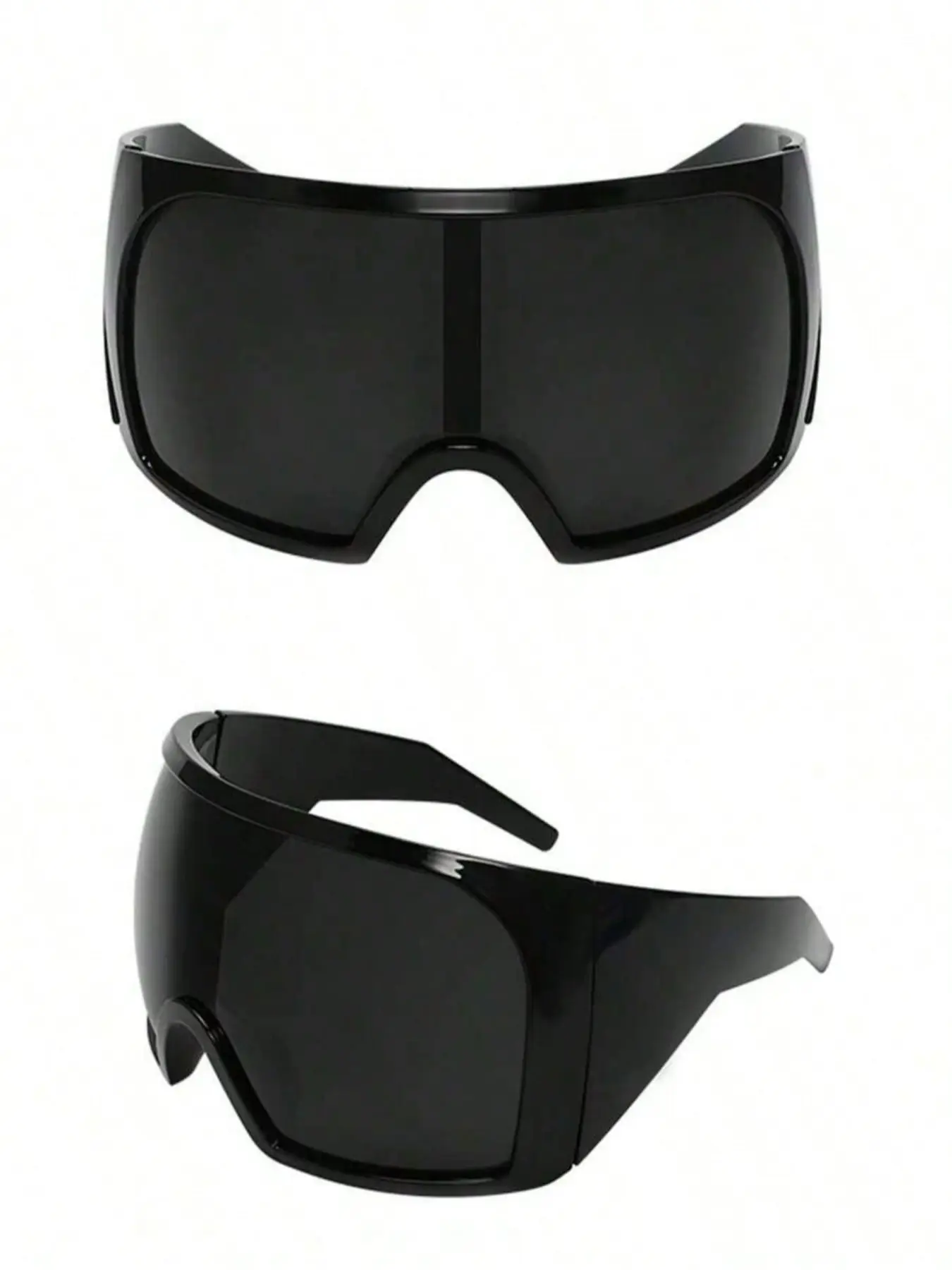 Oversized Futuristic Cyberpunk Aesthetic Style Glasses, Women's Stylish Wraparound Frame, Cool European & American College Vibe, Essential for Back to School, Wraparound Sunglasses, Oversized Trendy Sunglasses
