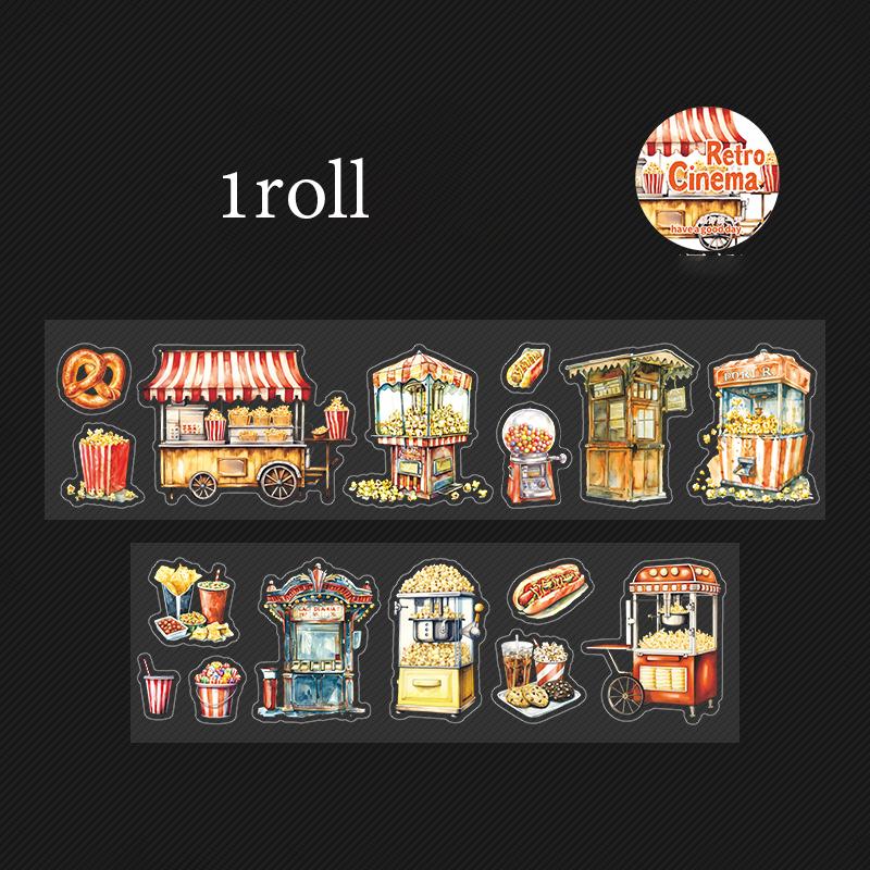 Beautiful Day Old Cinema Series Scenery Pet Tape Set, 4 Styles Included, Ideal for DIY Crafts and Decorations, High-Quality Adhesive Material