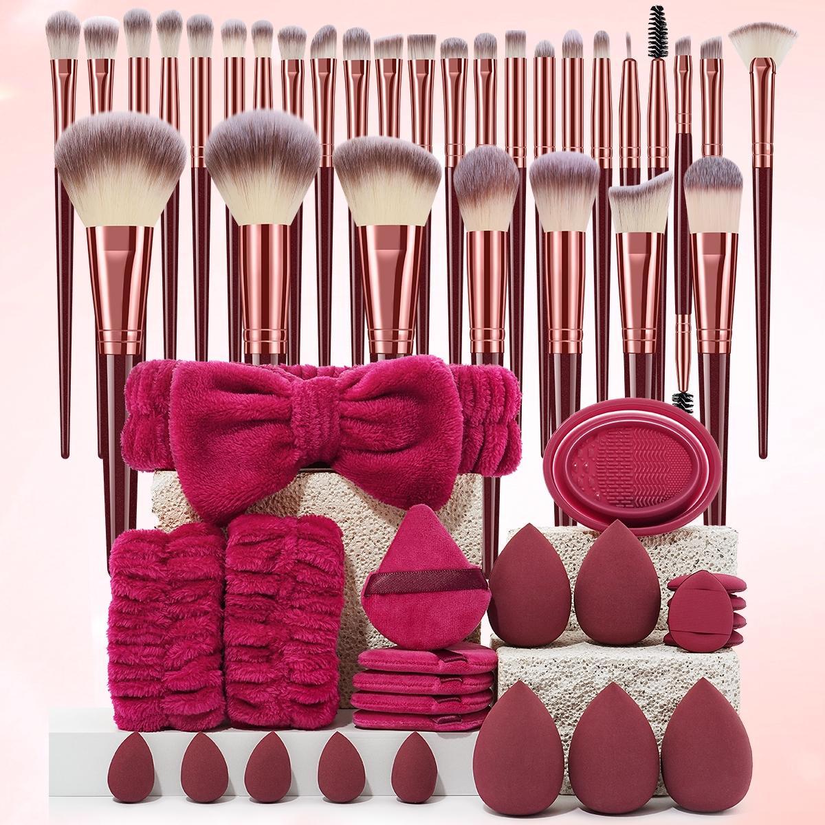Professional Makeup Tool Set, 54pcs/set Cosmetic Brush & Sponge & Puff & Headband & Brush Cleaning Bowl Set, Multi-use Facial Makeup & Cleaning Accessories for Daily Use, Makeup Brush Kit, Face Brush Set