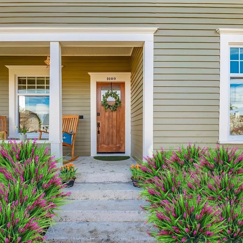 ☀️ [UV Resistant] Artificial Spring Greenery | Outdoor Porch Purple Flower - (Planter NOT Included)