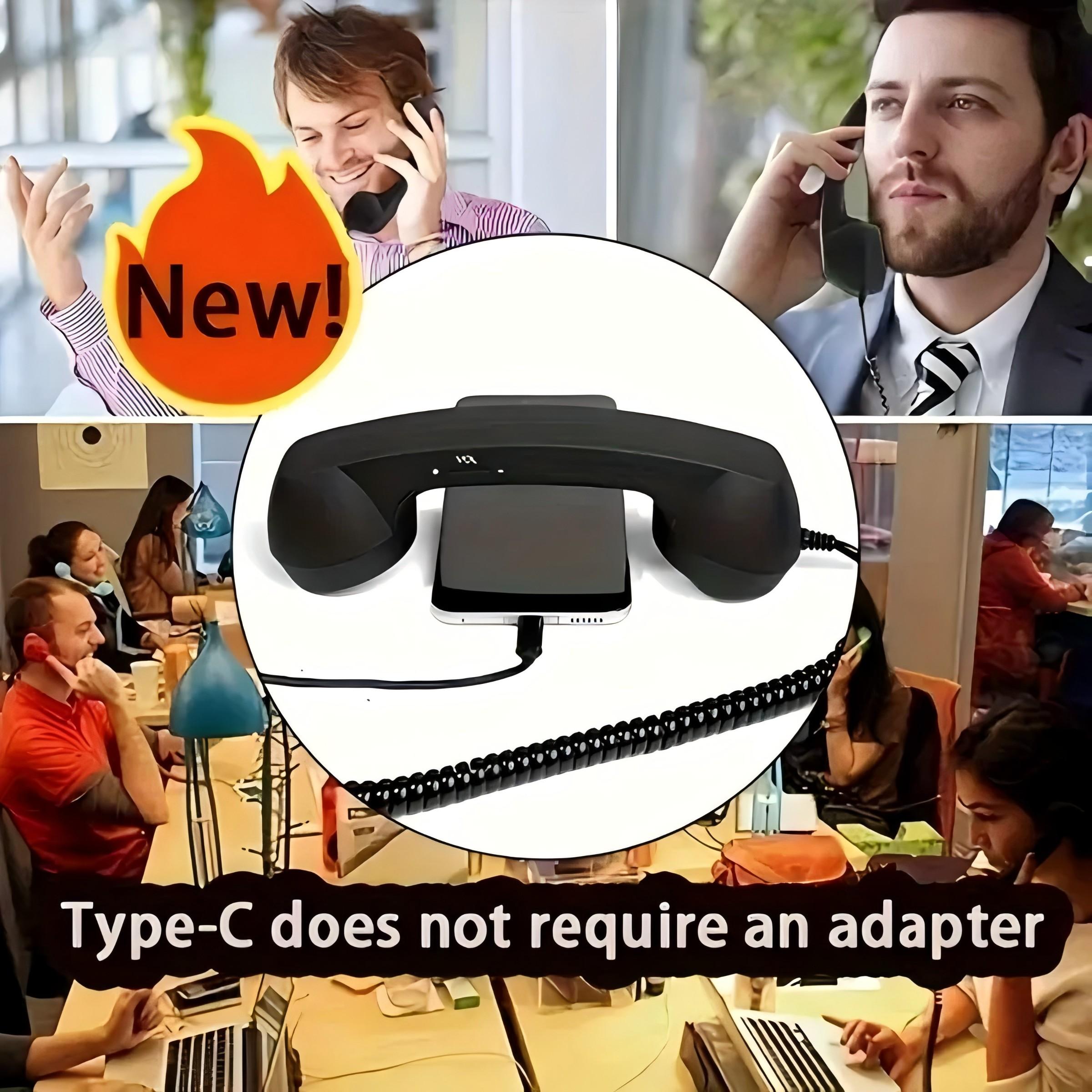 New Type-C Direct Plug Phone, Retro Silent, No Converter Needed, External Call Earpiece, Ergonomic Design, Vibrant Colors, Portable Mini Audio, Headset