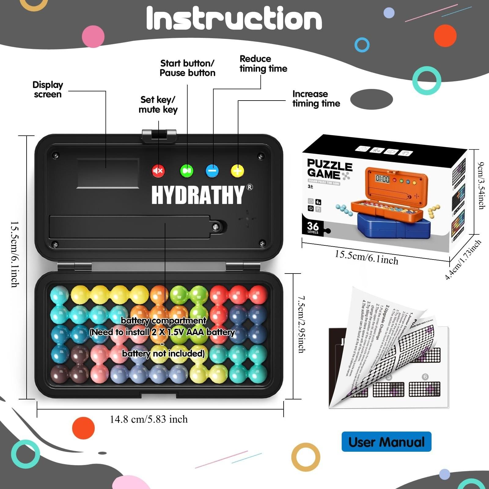 Stem Intelligence Challenge Puzzle 500 Pieces with Timer, Portable Logic Training Toy for Kids Teens Adults, Montessori Puzzles Gift, Travel Brain Game Requires 2xaa Batteries