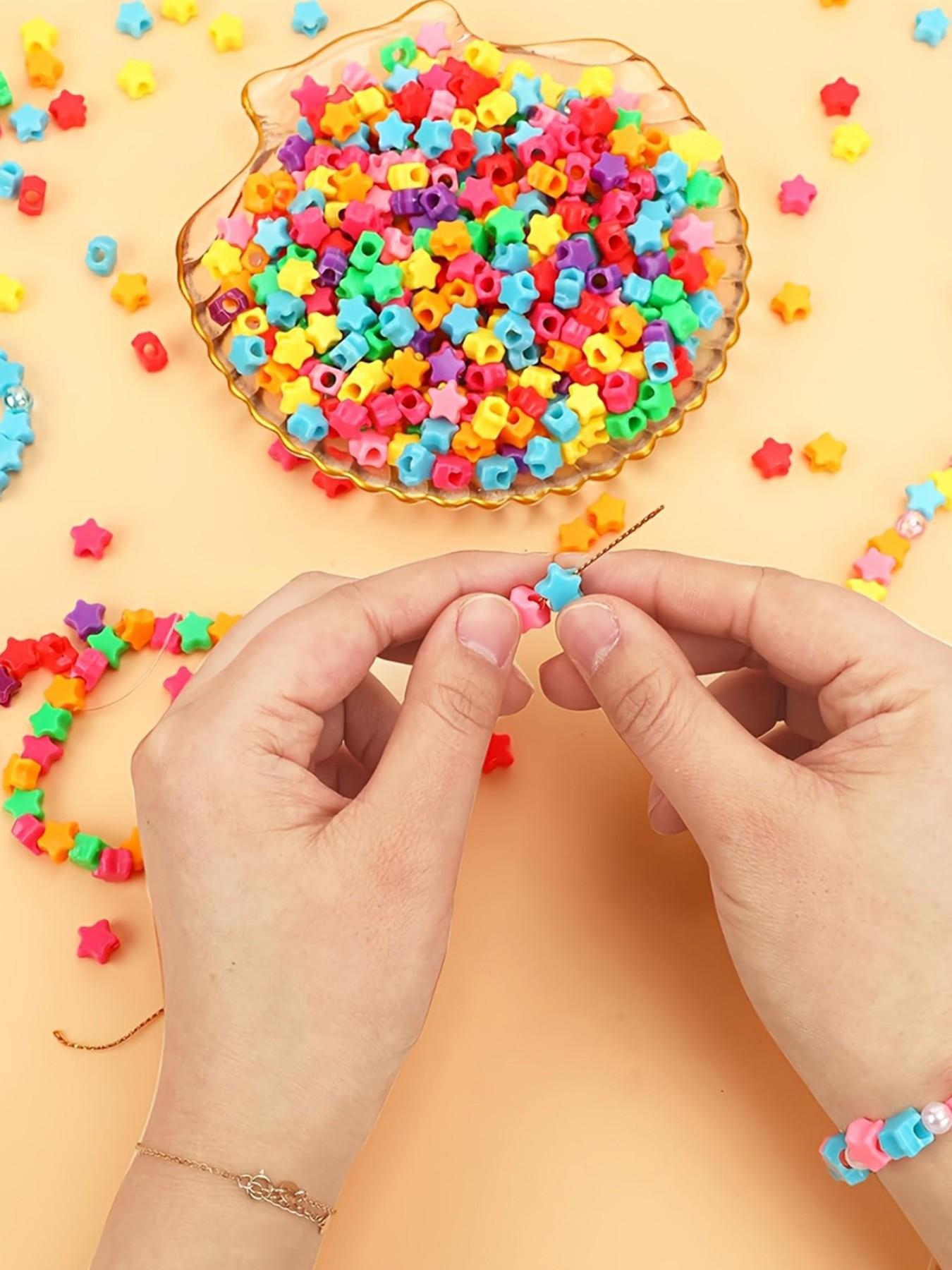 1200pcs Star Unicorn Beads, Rainbow Star Beads Bulk Large Hole, Party Decor Jewelry Making, Bracelets, Keychains, Craft Supplies