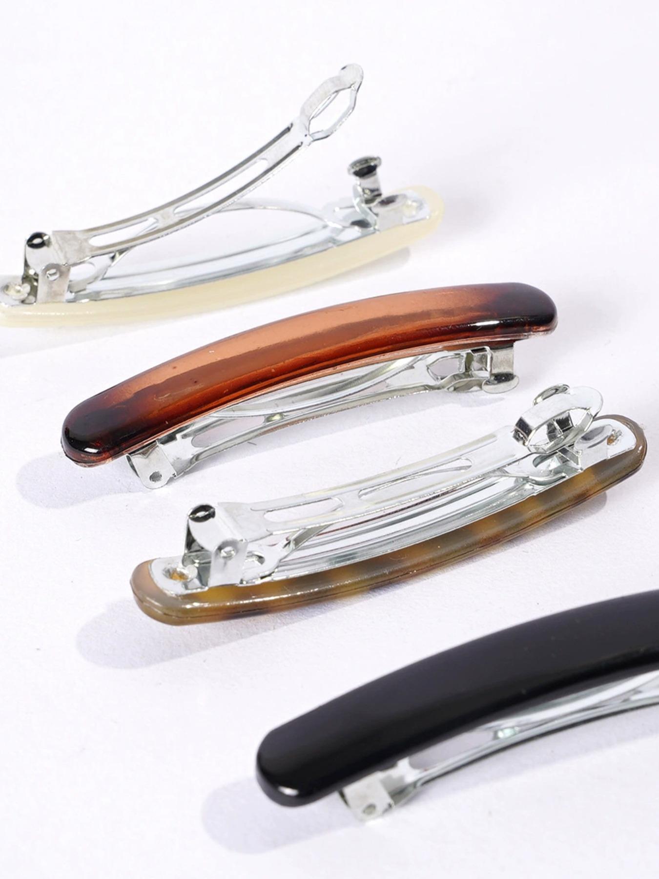 4pcs New Tortoiseshell Leopard Print Hair Clips, French Fashion Vintage Style Bangs Clip, Half-Up Hairstyle Accessories for Women