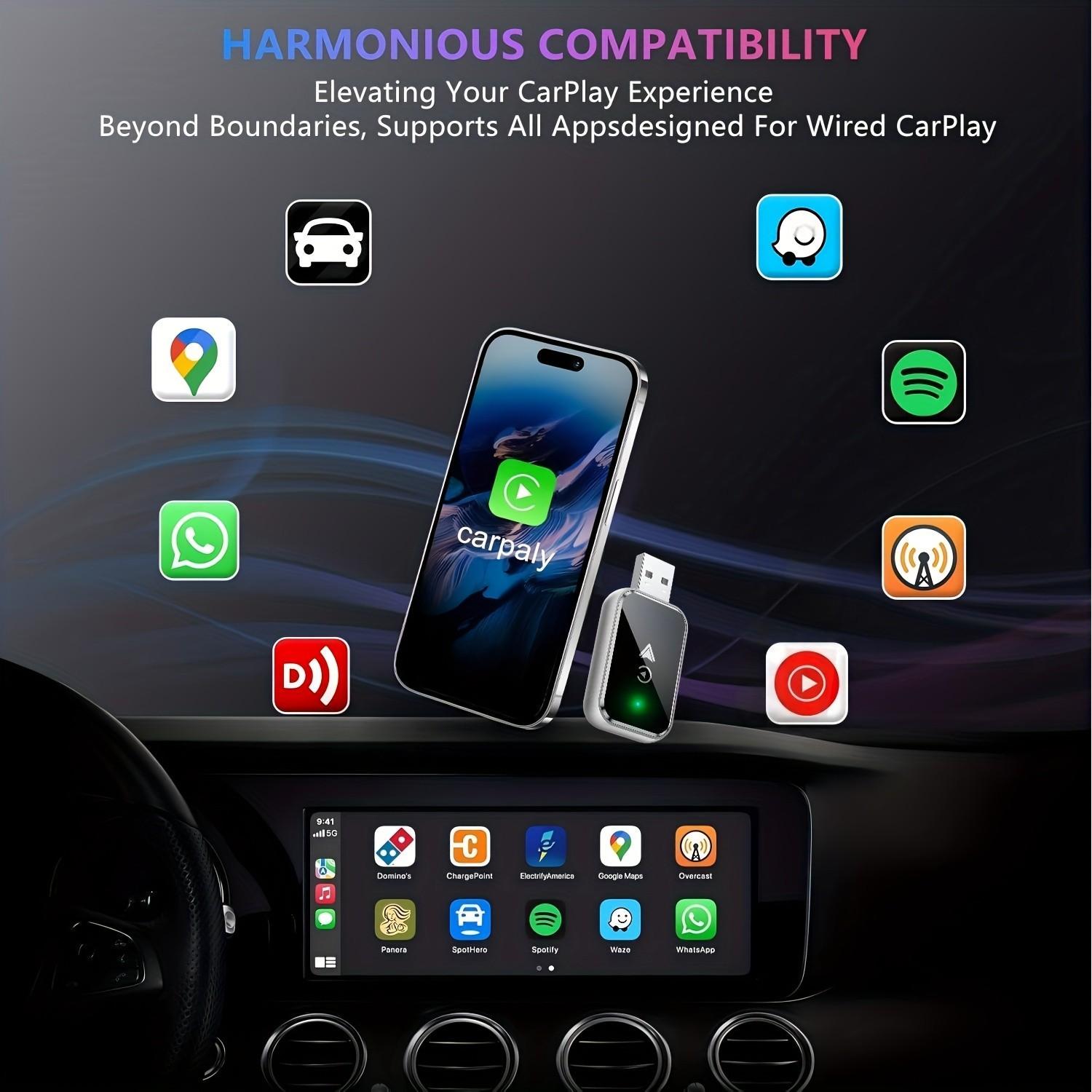 Two-In-One Wireless Carplay & Android Auto Adapter, Plug-And-Play, Fast Automatic Connection, Compact Design, USB/USB-C Ports