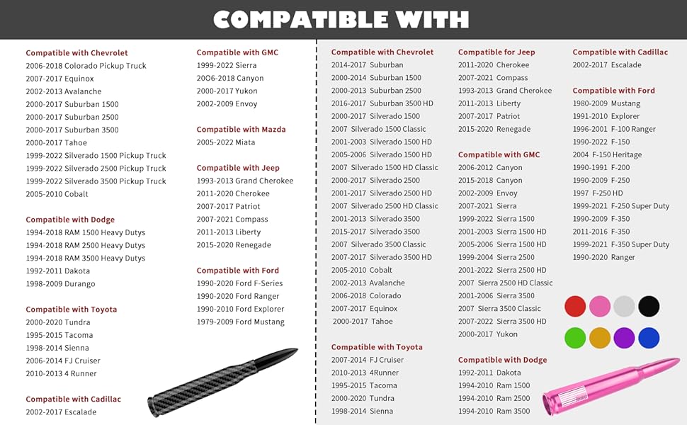 Car Bullet Antenna Replacement, Truck Exterior Decor Accessories, Compatible with Ford F150 RAM 1500 GMC Heavy Duty Pickup Trucks (New Upgraded Red US Flag Design)