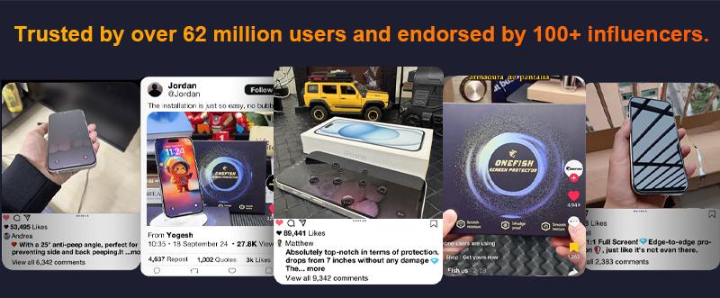 One Fish 360° Privacy Screen Protector 2 Pack, For iphone, Up, Down, Left, Right Privacy,Drop Protection, Cell Phone Accessories.