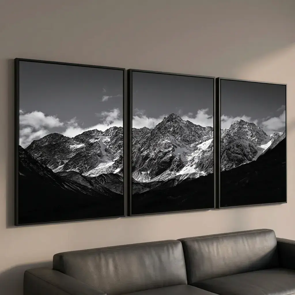 Wooden Framed Canvas Painting, Wall Art Prints, 3 Counts/Set Natural Landscape Pattern Poster, Wall Art Decor for Home, Living Room, Bedroom & Office #GLOBAL PICKS