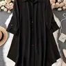 Plus-Size Solid Long Sleeve Button Up Blouse, Casual Classy Elegant Button Front Collared Top for Spring & Fall, Women's Clothes for Daily Wear