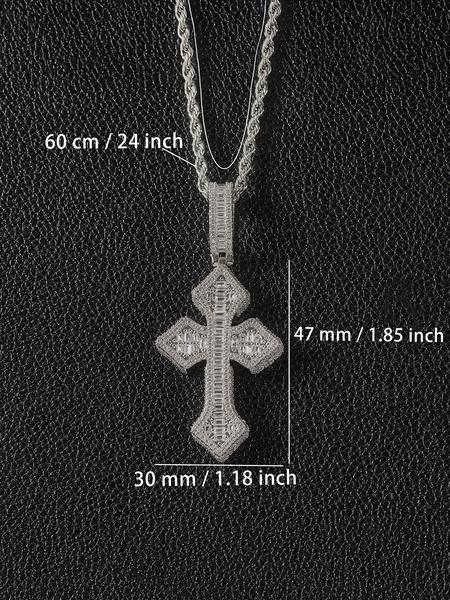1PC ICED CHICS pointed cross pendant, made of copper inlaid zircon, hip-hop street style, faith, a gift for friends, birthday present, Cross Pendant Jewelry
