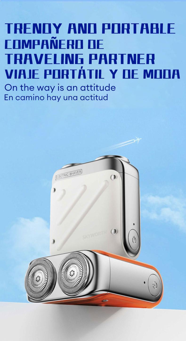 Skyworth Traveller Mini Electric Beard Shaver Upgraded Version Waterproof & Comfortable Double-Ring Magnetic Cutter, Long Lasting for Travel & Daily Use, 2025 New Beard Shaver Fathersdaygift