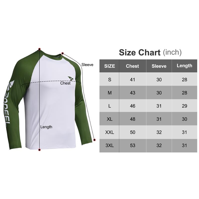 【RODEEL】912 Long Sleeve Shirts w/ Fish Print Men UPF 50+ Sun UV Protection Lightweight Quick Dry Moisture Wicking Breathable Cooling Athletic Activewear for Outdoor Sports Gym Workout Fishing Hiking Running Boating Construction, Holiday Gift