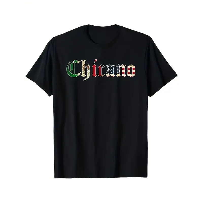 180g Pure Cotton Chicano Mexican American Flag T-Shirt Men'S Casual T-shirt 100% Cotton, Men'S Gift, Dad, Husband, Grandpa, Black Streetwear Menswear