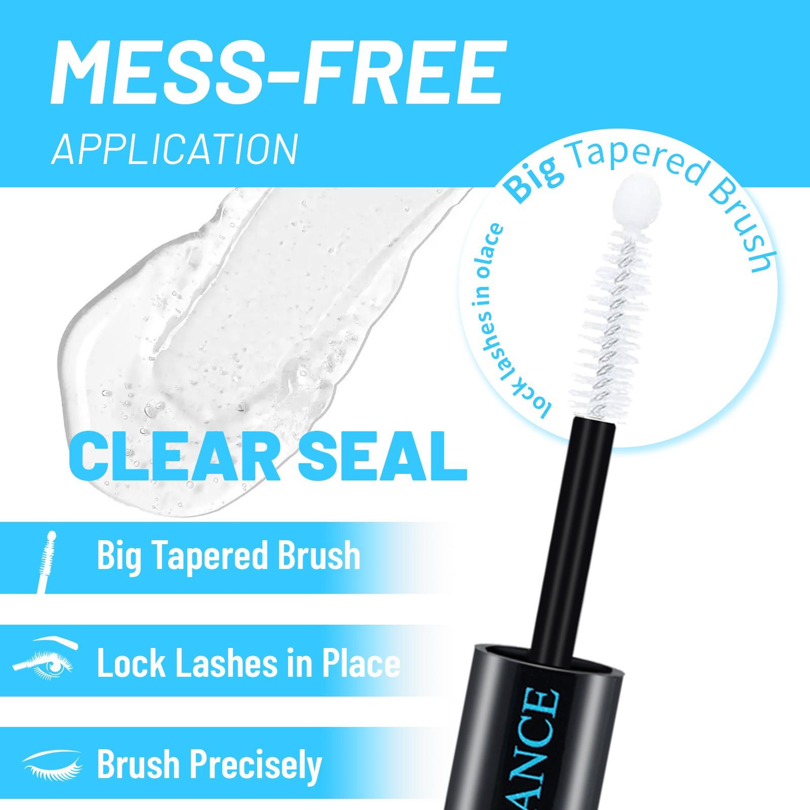 ADORANCE Waterproof Eyelash Glue (3-Count Pack), 2-in-1 Long-Lasting Lash Bond and Seal Glue, Sweat-Proof Eyelash Extension Glue for Cluster Lashes, Waterproof Eyelash Clusters