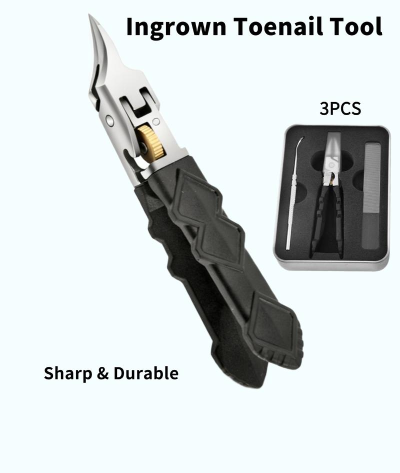 Black Anti-Slip Grip Gear Lock Nail Clipper Set with Ultra-Sharp Tips for Precise Access to Nail Grooves Professional-Grade Manicure Tool for Men Seniors Curved Sharp Blades Non-Slip Ergonomic Handle Durable Safe Construction