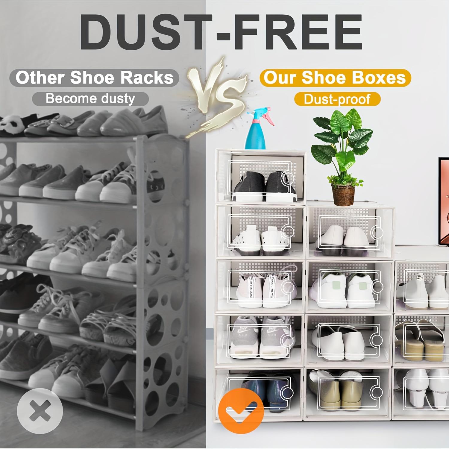 24-Pack Transparent Plastic Shoe Boxes with Lids, Foldable and Stackable Shoe Storage Bins Organiser - Waterproof, Space-Saving Shoe Storage for All Shoes, Multilayer Sneaker Display Racks - Suitable for Entryways, Bedrooms, Homes, and Dorms