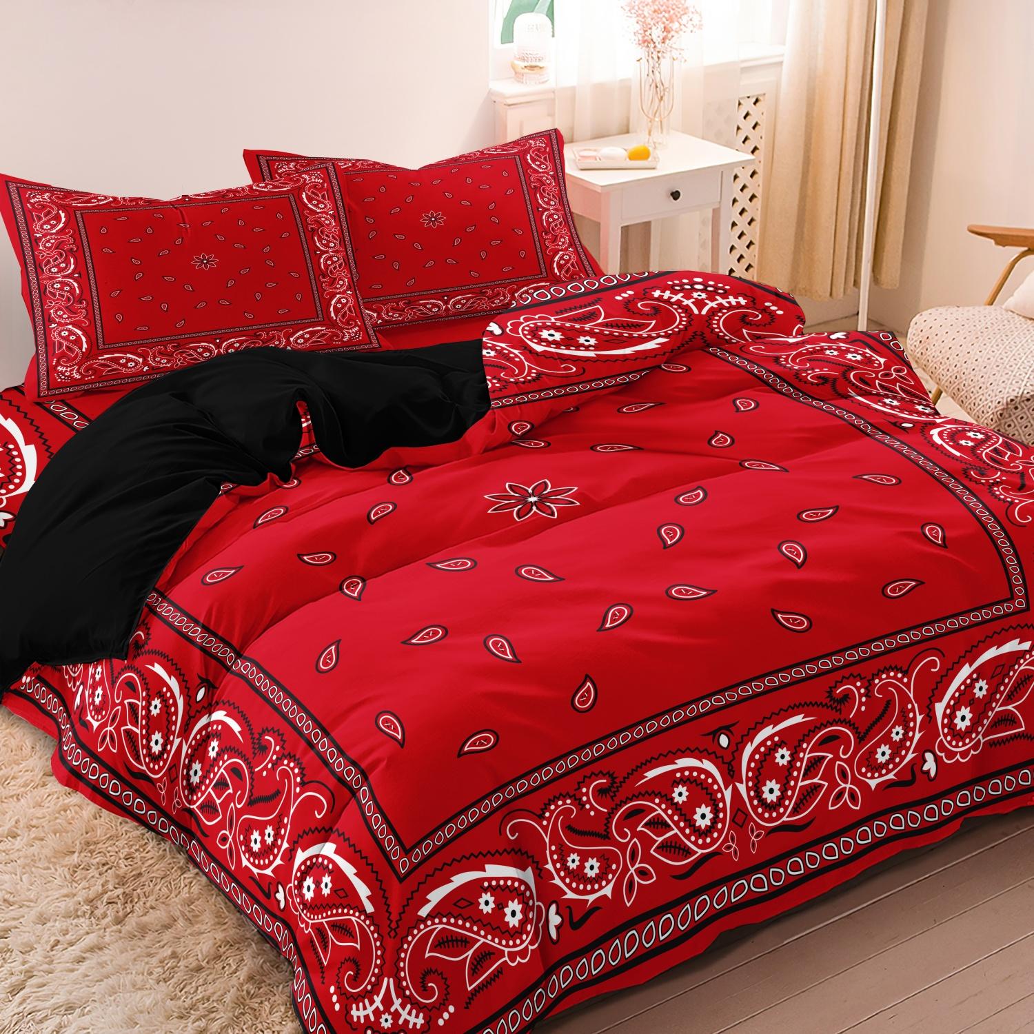 Mandala Floral Pattern Decorative Duvet Cover Set, 3-Count Set Including 1 Duvet Cover & 2 Pillowcases without Filler, Soft and Comfortable for Home Bedroom