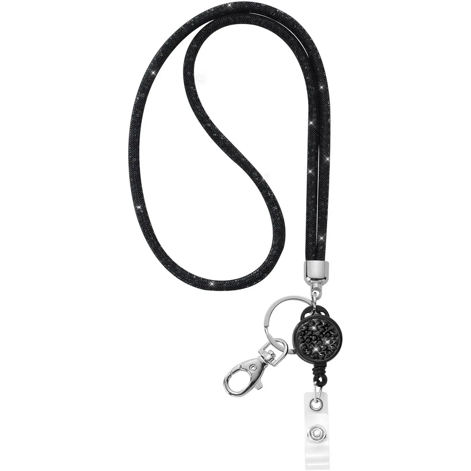 ID Card Lanyard,  32.9"  ID Card Holder with Strap - Black,1Pack