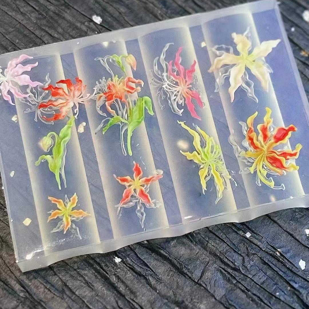 Single Pack Calla Lily Ice Flower Nail Art Mold, Blue Lily 3D Nail Mold, High Transparency Silicone Nail Mold, Beauty Tool, Diy Nails Art, Nail Art Supplies