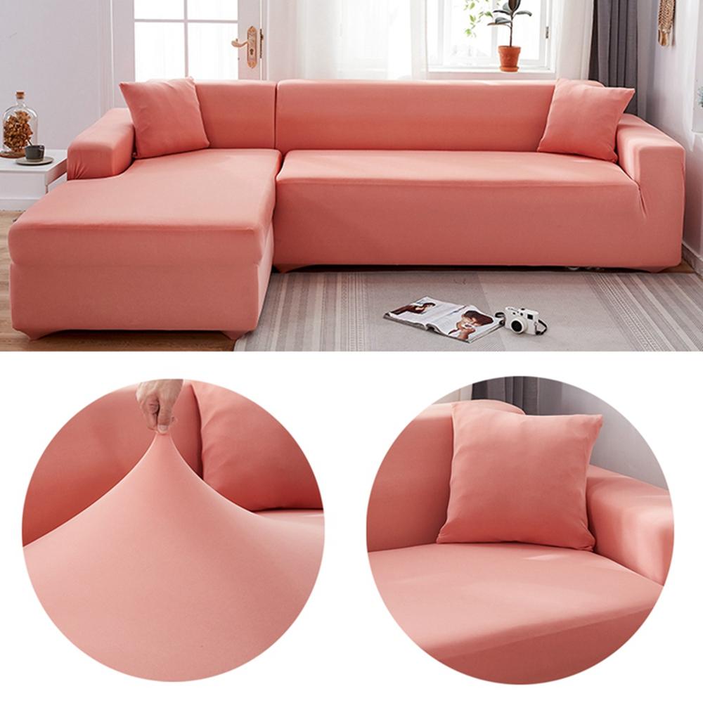 Stretch Sofa Slipcover - Solid L Shaped Couch Cover, Elastic Furniture Protection Covers for 1/2/3 Seater Living Room Couch & Relax Chair, Furniture Slipcovers