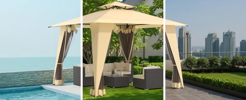 Gazebo, 11.5x11.5 Patio Gazebo Waterproof Canopy Tent UV-Resistant 2-Tier Top Sturdy Outdoor Canopy Tent for Camping with Mosquito Netting for Garden Patio Backyard Gazebo, 11.5x11.5 Patio Gazebo Waterproof Canopy Tent UV-Resistant 2-Tier Top Sturdy Outdoor Canopy Tent for Camping with Mosquito Netting for Garden Patio Backyard