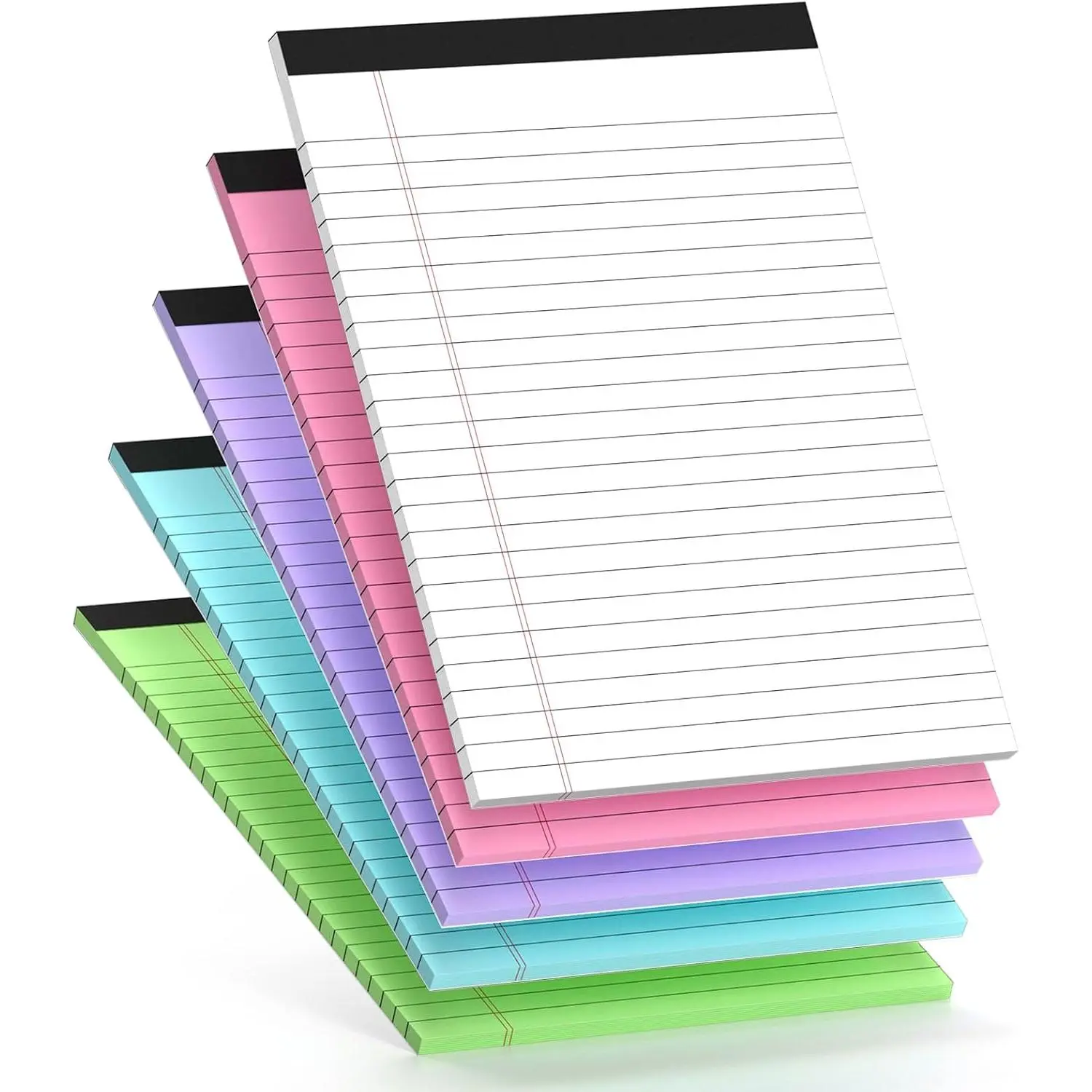 5 count Note Pads 5 x 8 Inch Small Legal Pads 5 x 8 Colored Notepad 5 x 8  Perforated Writing Pads Lined Paper College Ruled 30 Sheets Notebook for Study, To-Do Lists, School & Office Supplies