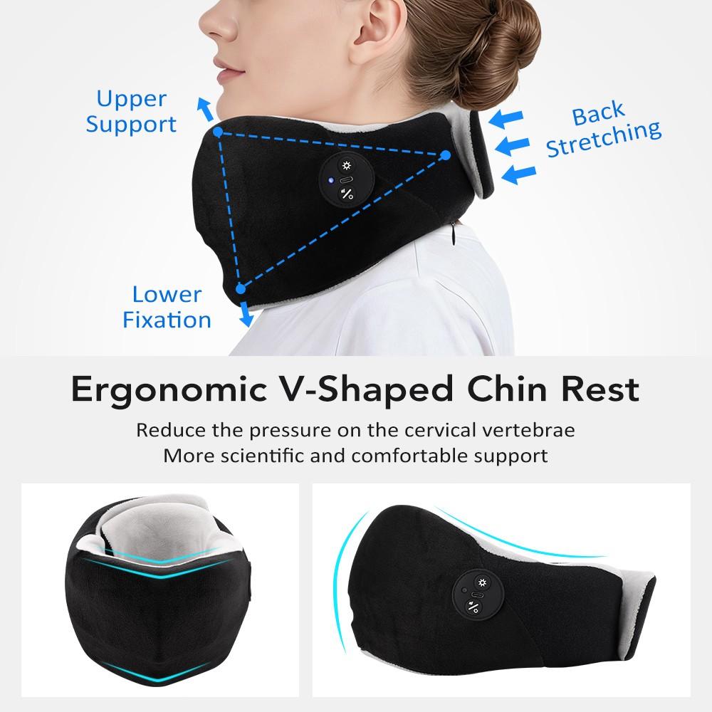 Heated Inflatable Neck Massager Adjustable Support Breathable Fabric Office Travel Relax Festival Gift