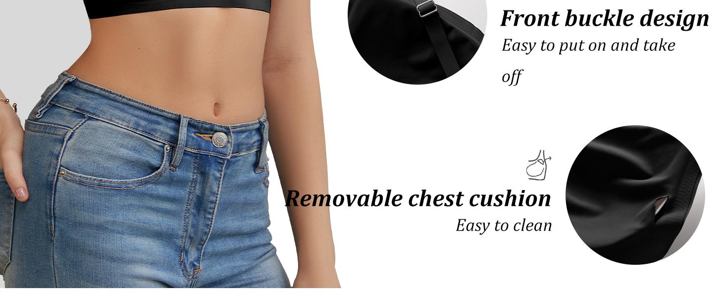 3 Pack Women's Bras Seamless V Neck Bralettes Padded Adjustable Straps Breathable Cotton Minimizer Push-Up Support Minimalist Wrap Design for Everyday Comfort & Fitness Black