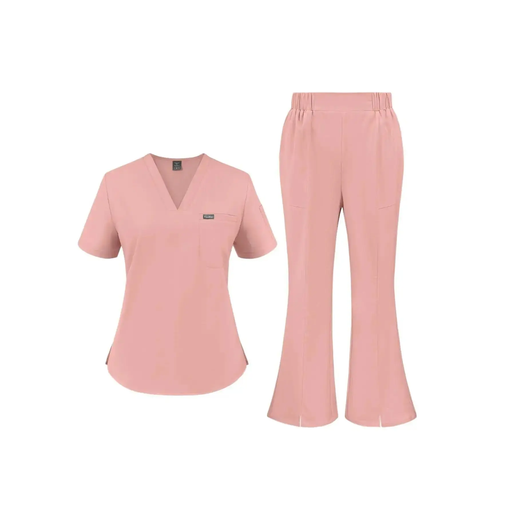 Soft Comfortable Short Sleeve Flare Pants Work Uniforms Workwear Set For Beauty Salon Pet Hospital Staff Daily Wear Work Clothing.