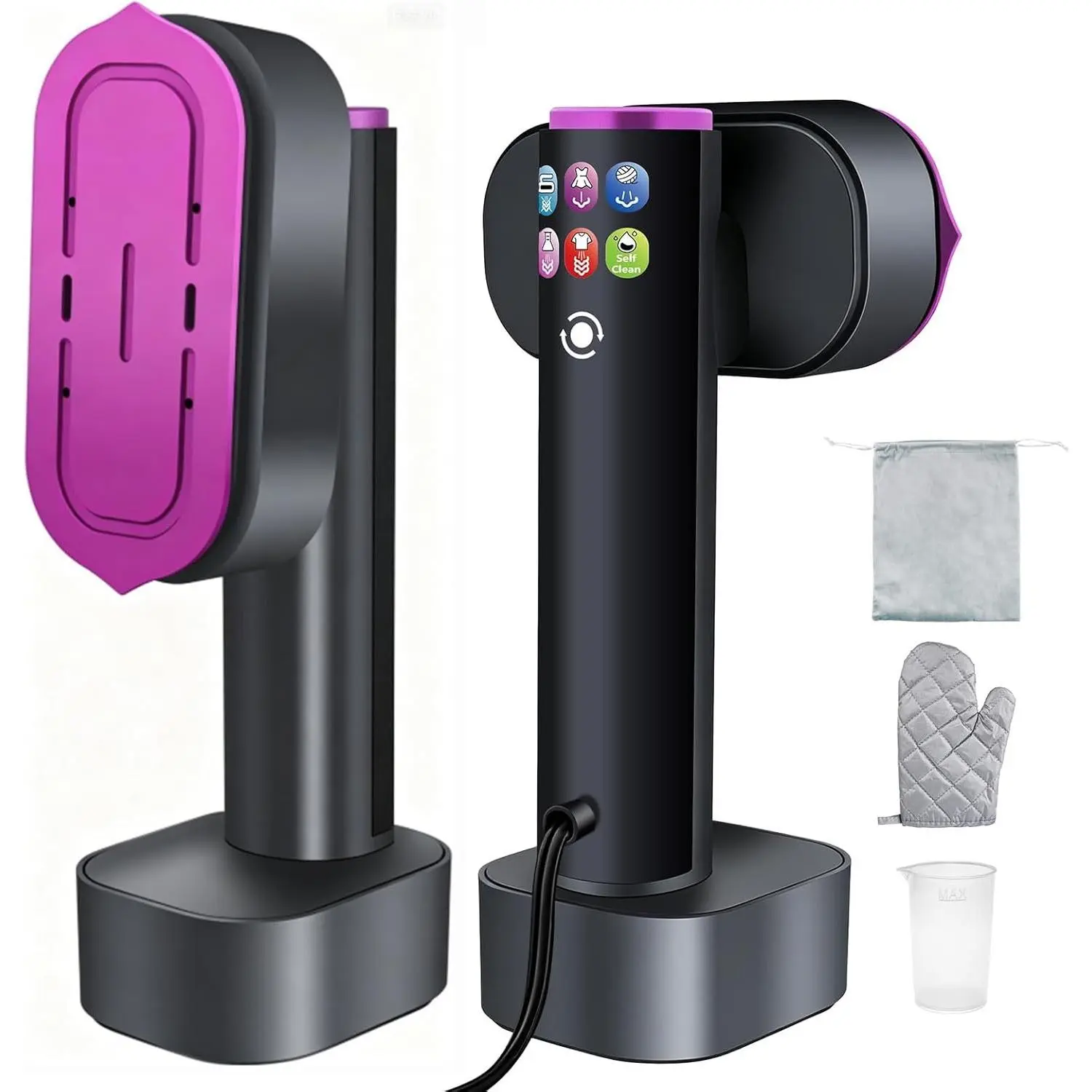 Handheld Garment Steamer, 2-in-1 Steamer & Iron, 1200W Fast Heat, 190ml Detachable Water Tank Portable Travel Steamer with LED Display, 6 Modes, for Home & Travel