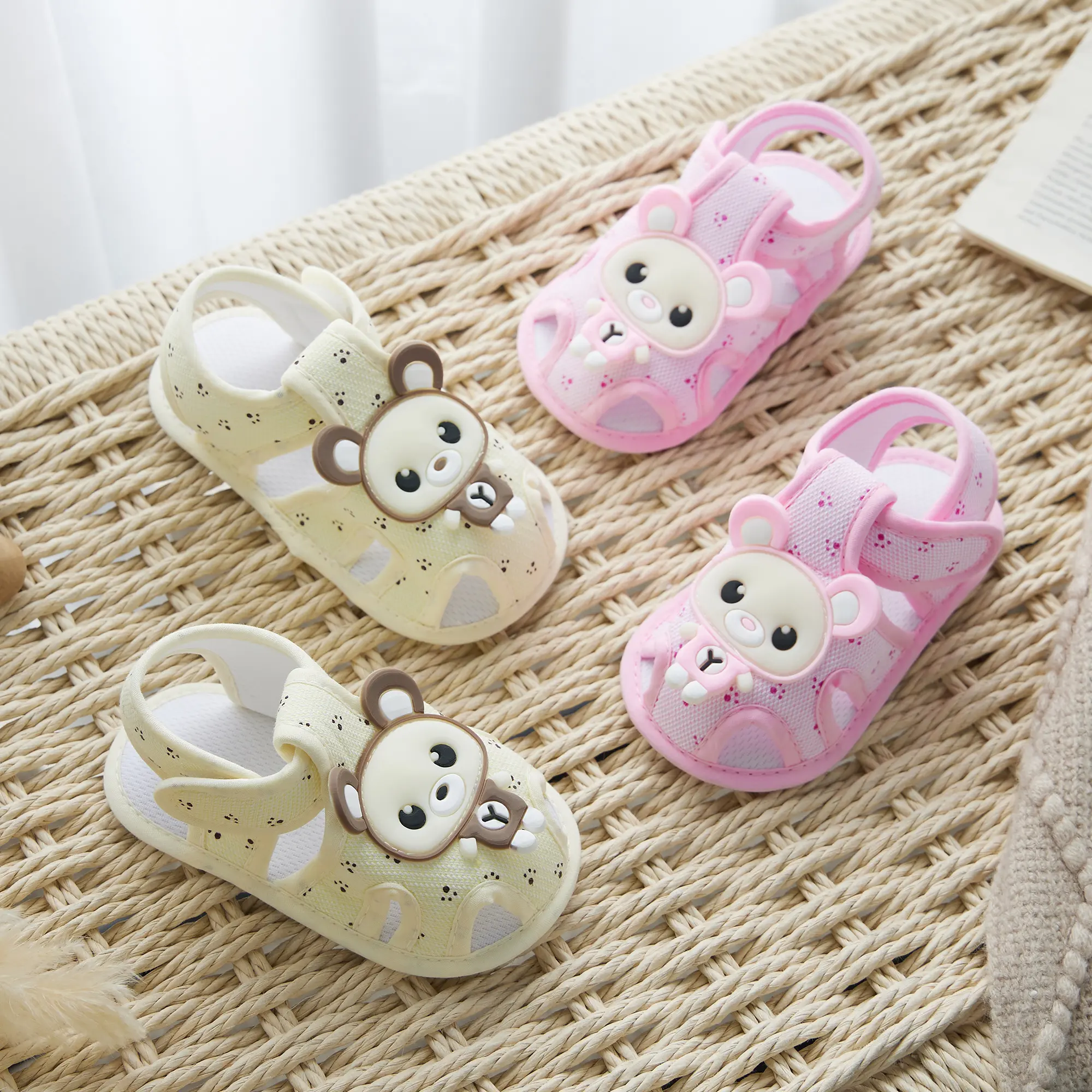 Baby Girls Boys Sandal, Cartoon Bear Dolphin Flexible Non-slip Summer Flats Toddler Shoes for Casual Daily