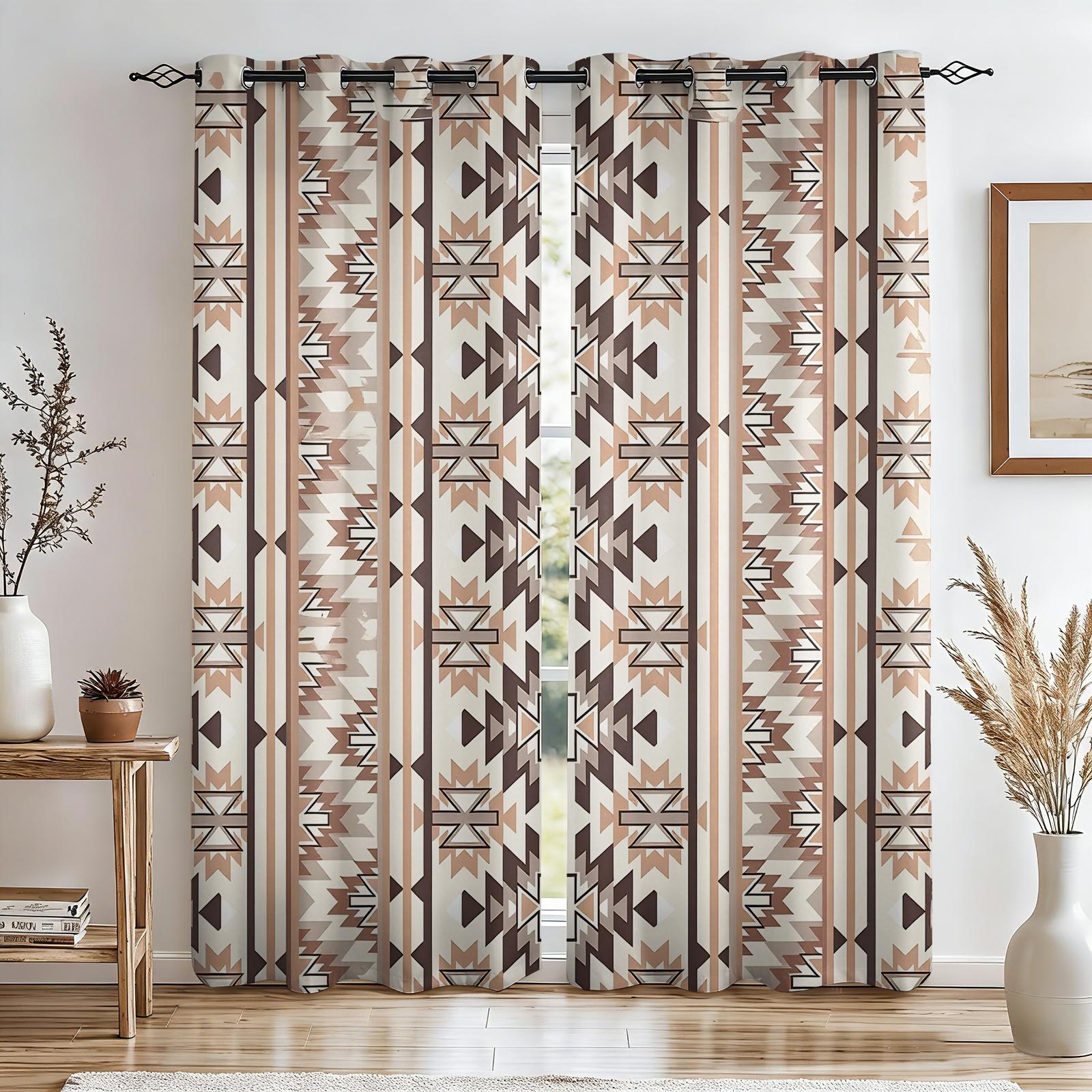2 Panels Tribal Bull Skull Aztec Blackout Curtains Sun Blocking Noise Reducing Window Treatments with Black White Southwestern Pattern for Bedroom Living Room Office Dorm Rustic Western Boho Room Decor