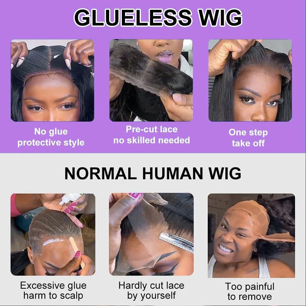 8x5 Wear and Go Glueless Wig for Beginner HD Lace Closure Wig Human Hair for Black Women Pre Plucked Pre Cut Lace Front Wigs Body Wave  200% Density Glueless Wigs Human Hair