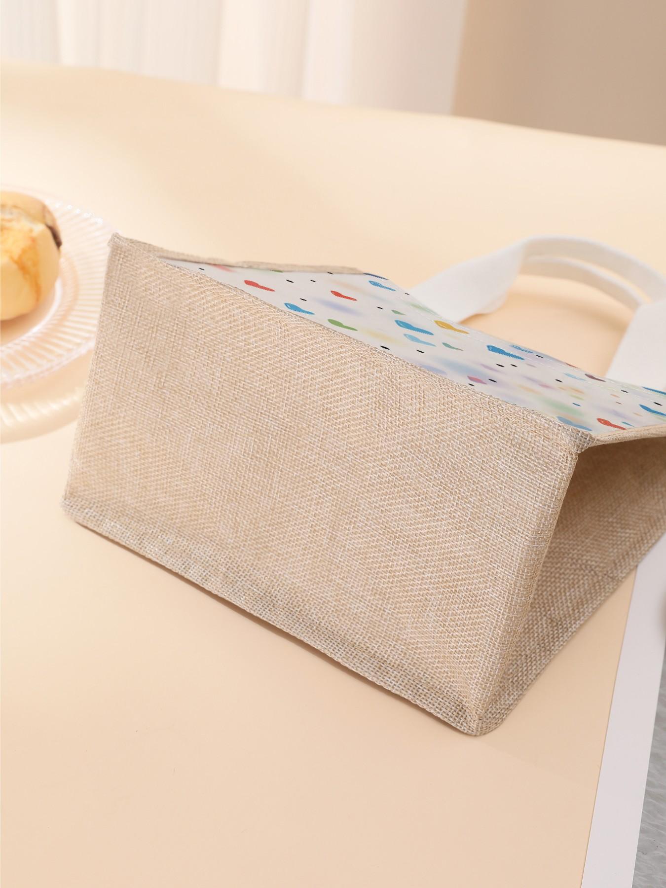 Heart Pattern Handbag Portable Lunch Bag, Women's Casual Shoulder Bag, Large Capacity Picnic Food Drink Bag, Valentine's Day Gift