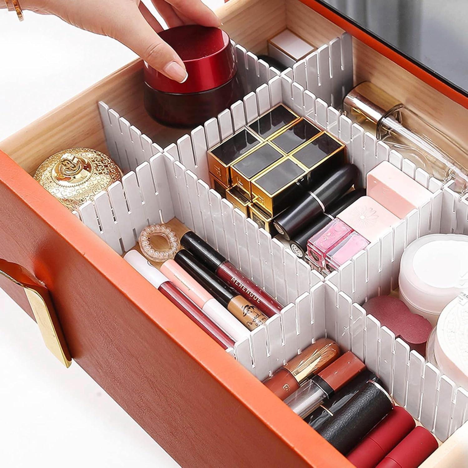 6pcs Adjustable Drawer Dividers, Thick PP Material Non-Slip, Home Storage Organizer, Suitable for Wardrobe, Underwear, Socks, Kitchen Utensils