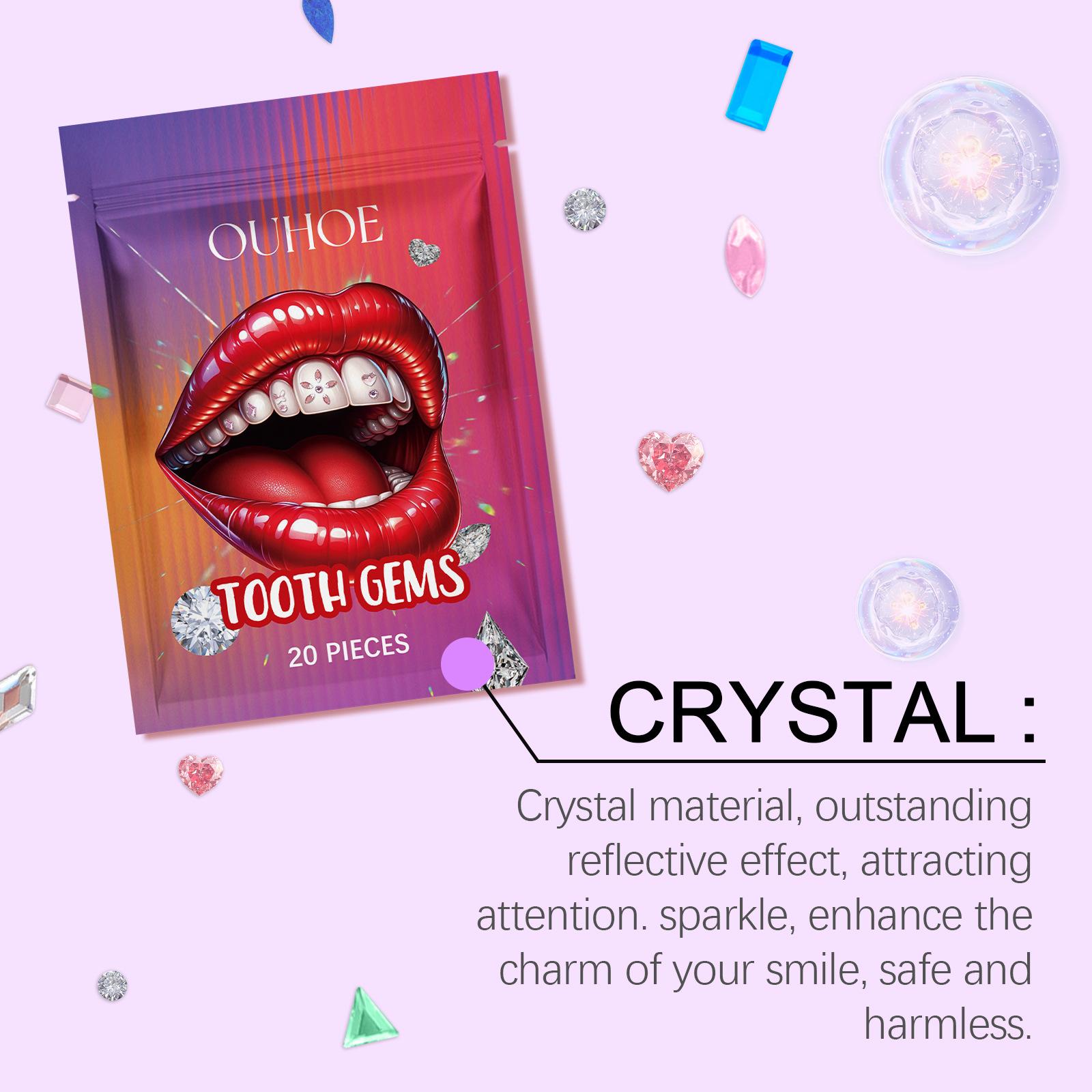 Crystal tooth gems, sparkling tooth gems, decorative and fashionable teeth stickers to enhance the brightness of your smile, portable crystal tooth gems